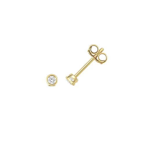 DIAMOND RUBOVER EARRING STUDS 0.10ct. 18ct y/gold